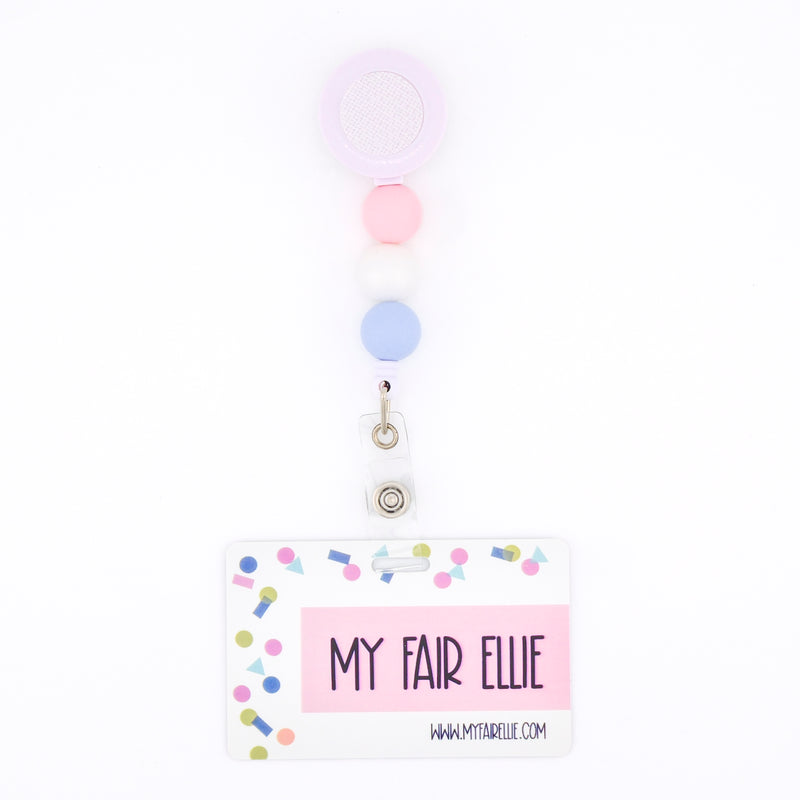 Baby Pink/ Pearl White / Baby Blue Bead Reel ONLY! // White Badge Reel Base