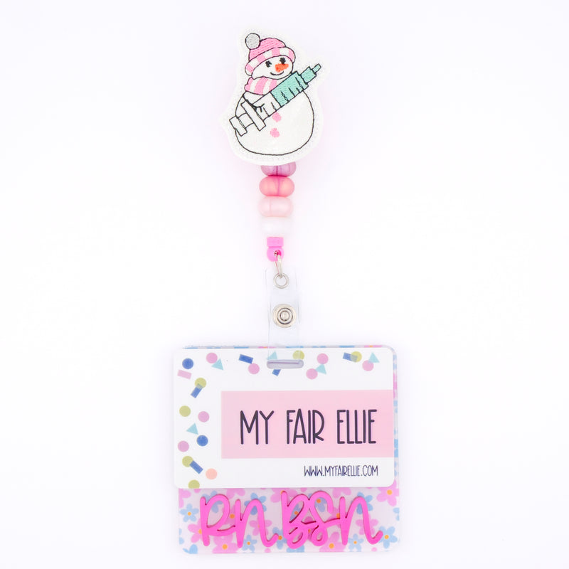 Snowman with Syringe // Badge Buddy