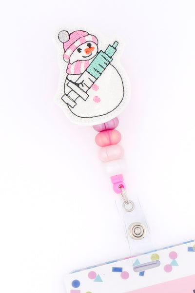 Snowman with Syringe // Badge Buddy