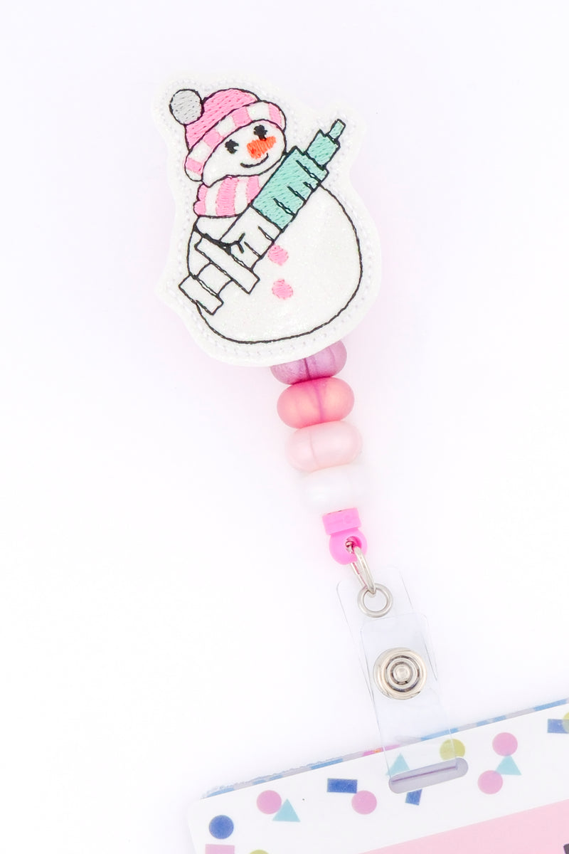 Snowman with Syringe // Badge Buddy