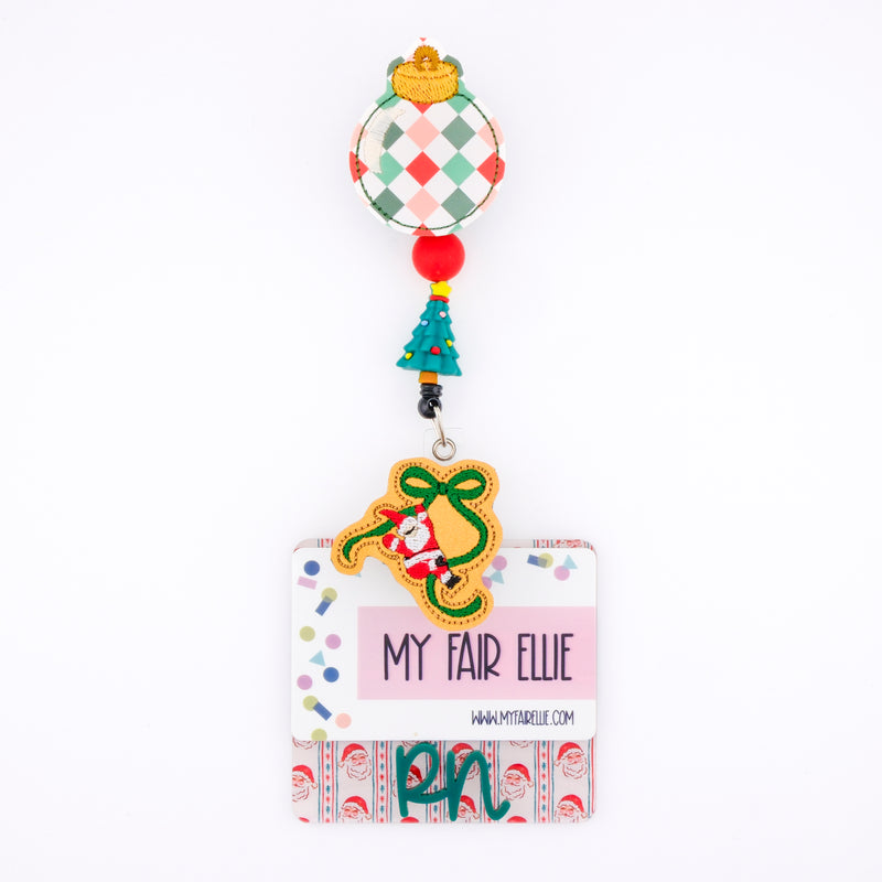 Checkered Ornament // Santa & Bow // Christmas