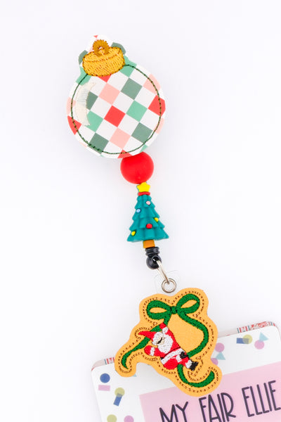 Checkered Ornament // Santa & Bow // Christmas