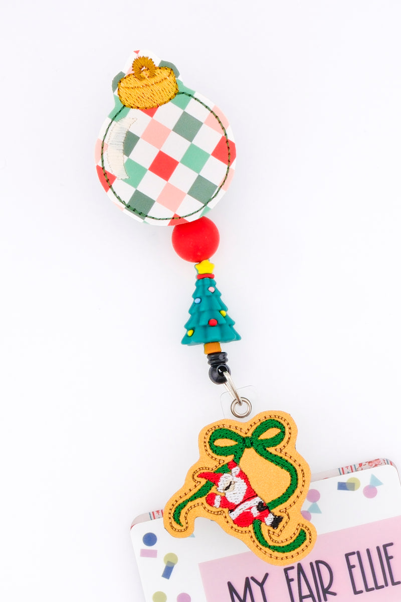 Checkered Ornament // Santa & Bow // Christmas