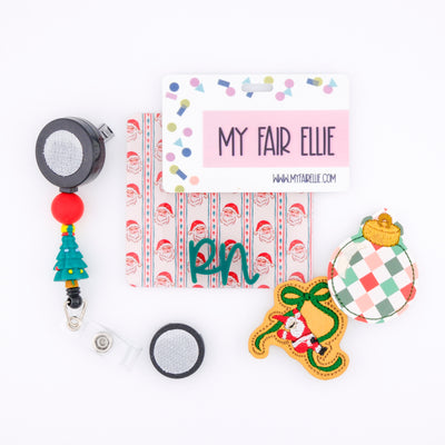 Checkered Ornament // Santa & Bow // Christmas