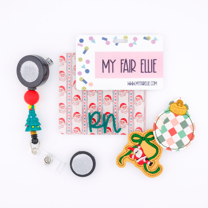 Checkered Ornament // Santa & Bow // Christmas