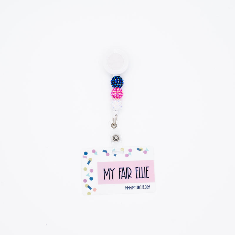 Glitzy Navy/Glitzy Pink/Glitzy White Bead Reel ONLY! // White Badge Reel Base