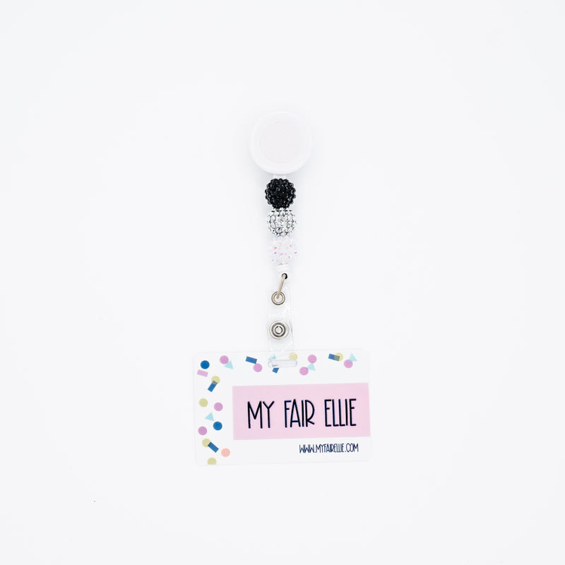 Glitzy Black/Glitzy Silver/Glitzy White Bead Reel ONLY! // White Badge Reel Base