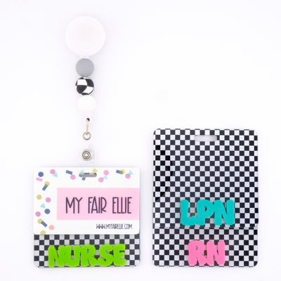 Neon Checkers Backer with Cool Vibes Font  // 2-4 Week Turnaround Time