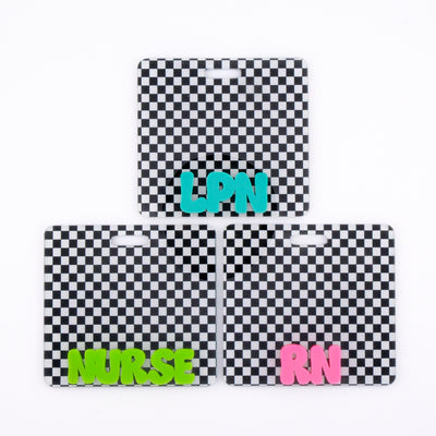 Neon Checkers Backer with Cool Vibes Font  // 2-4 Week Turnaround Time