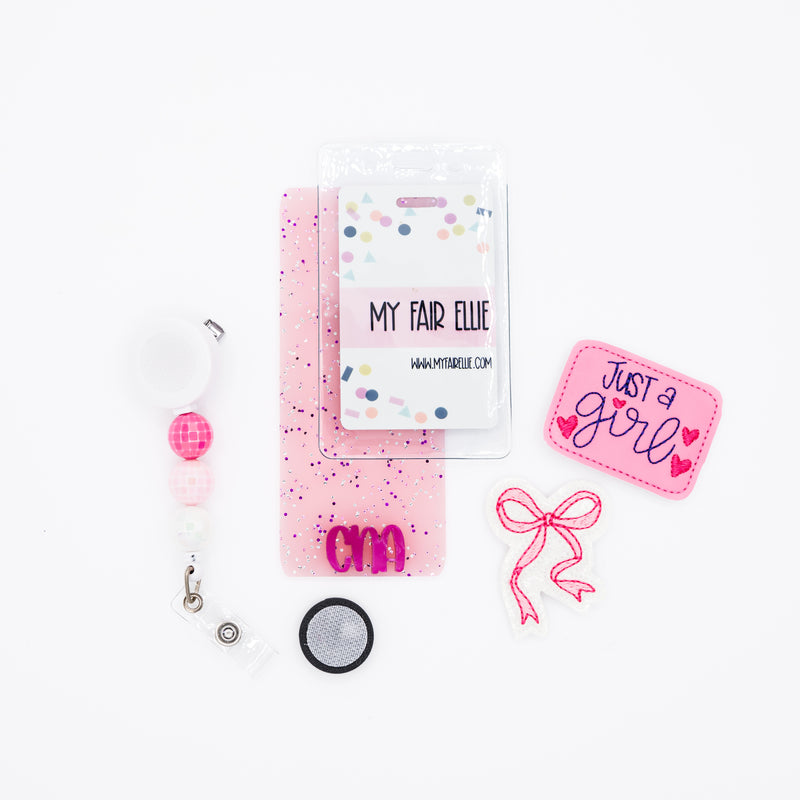 Just a Girl Badge Reel Set