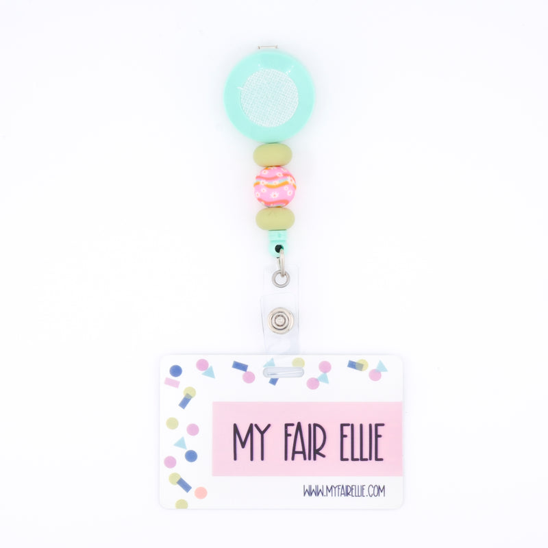 Skinny Green/Groovy Daisy Waves/Skinny Green Bead Reel ONLY! // Mint Badge Reel Base