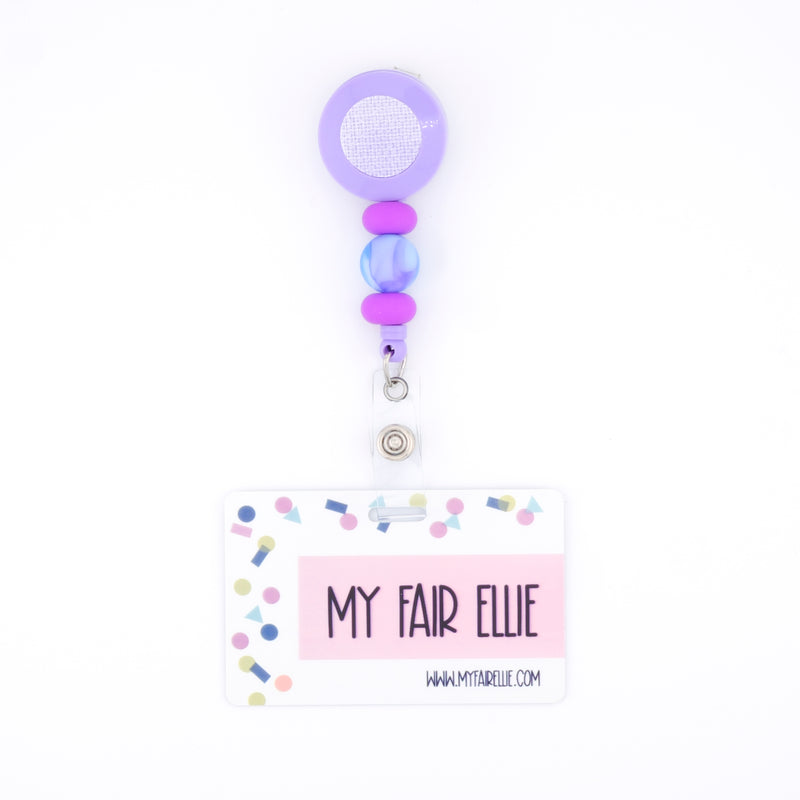 Skinny Purple/Blue Tie Dye/Skinny Purple Bead Reel ONLY! // Purple Badge Reel Base