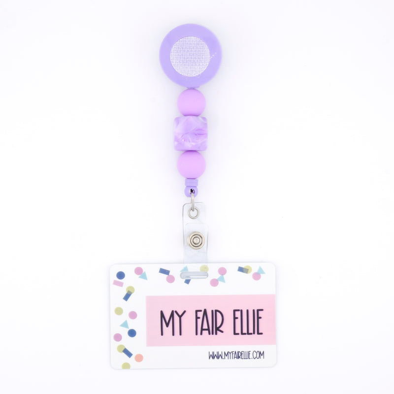 Round Purple/Marble Purple Geo/Round Purple Bead Reel ONLY! // Purple Badge Reel Base