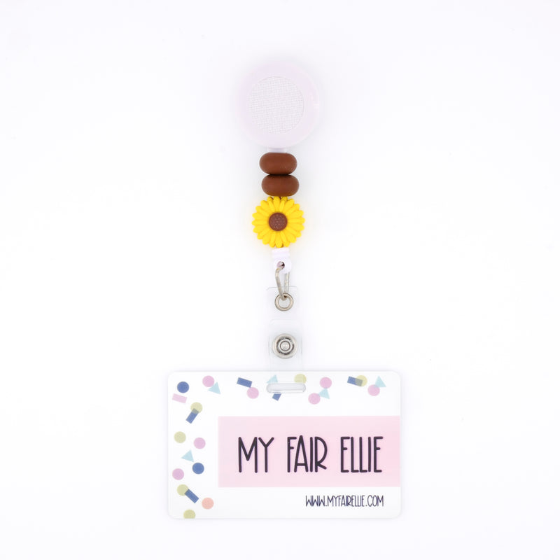 Skinny Brown/Skinny Brown/Sunflower Bead Reel ONLY! // White Badge Reel Base