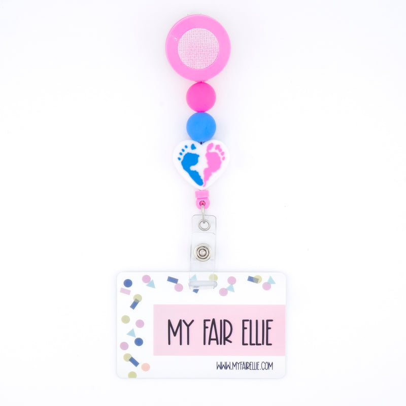 Round Pink/Round Blue/Baby Feet Bead Reel ONLY! // Pink Badge Reel Base