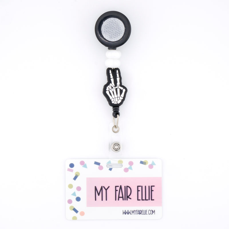 Skinny Black/Skinny Black/Peace Sign Skeleton Bead Reel ONLY! // Black Badge Reel Base