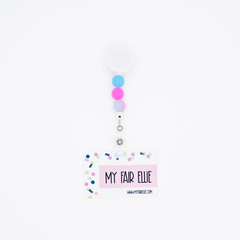 **Glow in the Dark** Blue/Pink/Tie Dye Silicone Bead Reel ONLY! // White Badge Reel Base