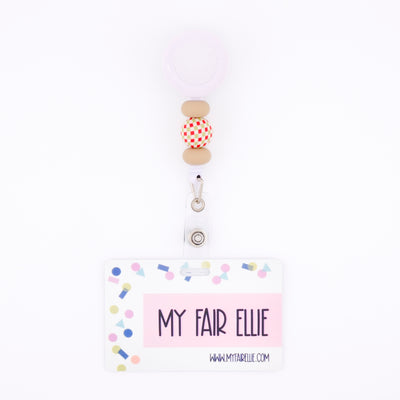 Skinny Tan/Red Green Checkered/Skinny Tan Bead Reel ONLY! // White Badge Reel Base