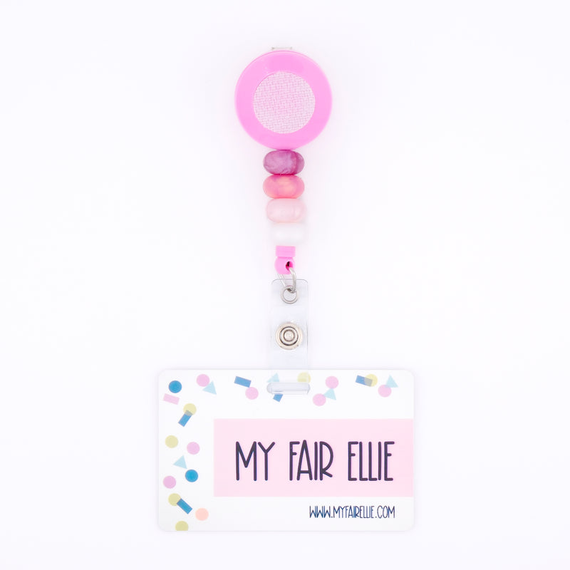 Skinny Pink Pearl Ombre Bead Reel ONLY! // Pink Badge Reel Base
