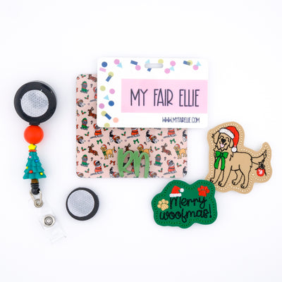 Merry Woofmas Backer with Olive Metallic Peachy Font  // 2-4 Week Turnaround Time