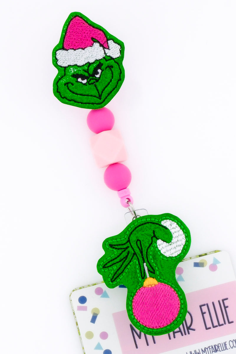 Pink Hat Mean One // Hand Holding Ornament // Christmas