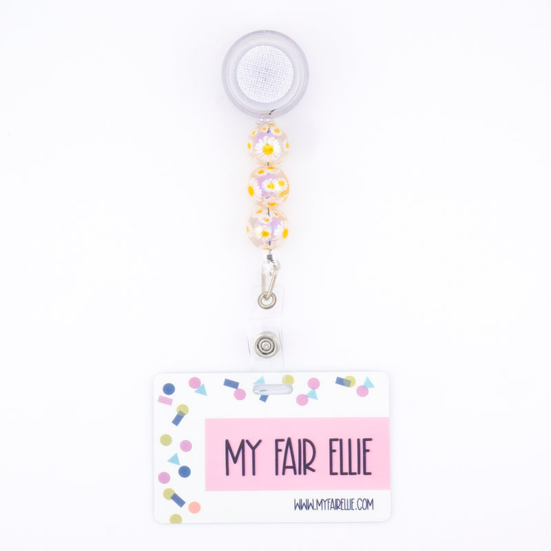 Purple Clear Daisy Bead Reel ONLY! // White Badge Reel Base