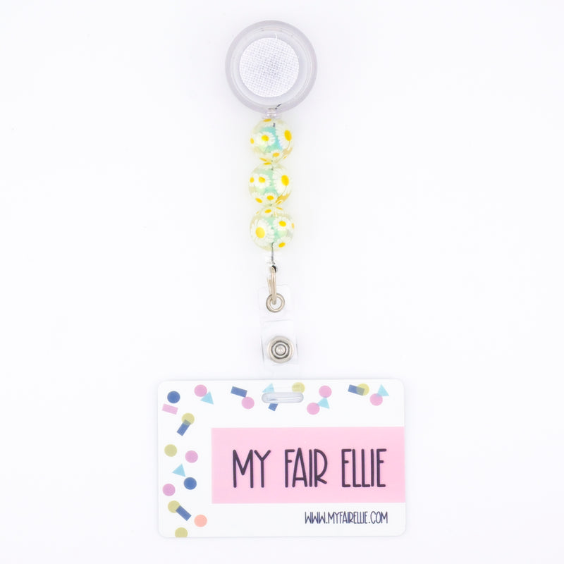 Mint Green Daisy Bead Reel ONLY! // White Badge Reel Base