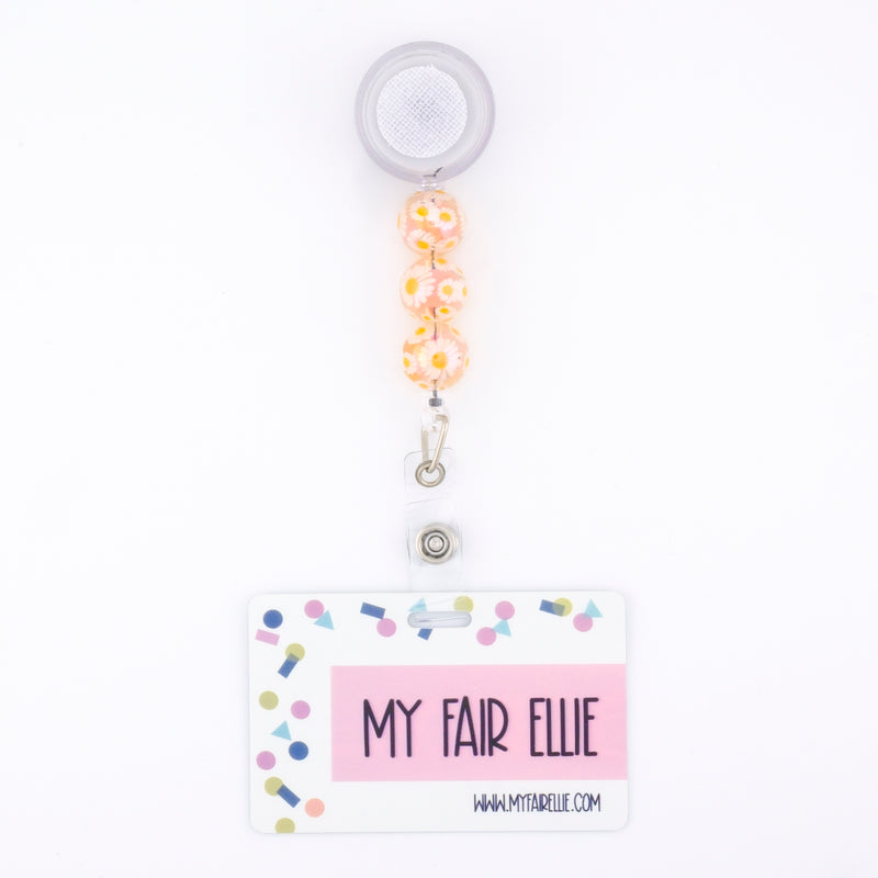 Coral Clear Daisy Bead Reel ONLY! // White Badge Reel Base