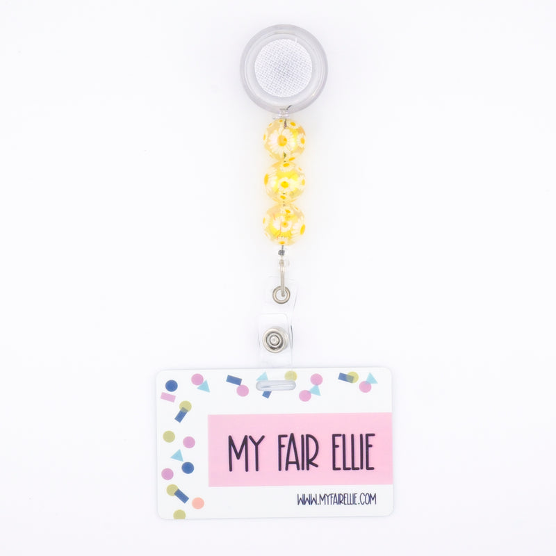 Yellow Clear Daisy Bead Reel ONLY! // White Badge Reel Base