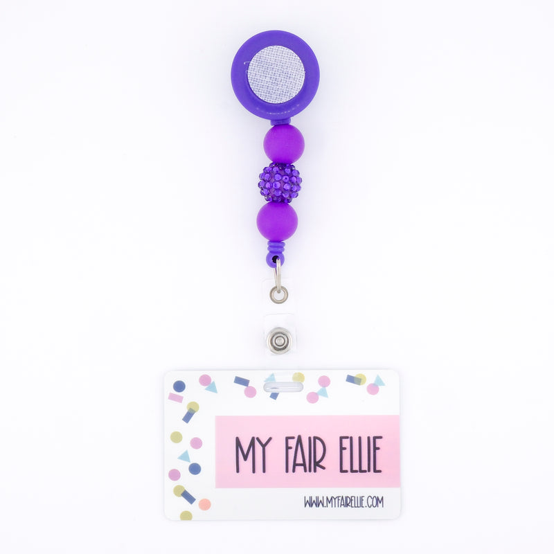 Dark Purple Glitz Bead Reel ONLY! // Purple Badge Reel Base