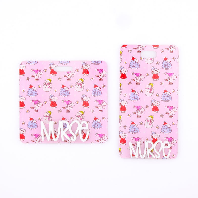 White Dog on Pink Backer with White Karoline Font  // 2-4 Week Turnaround Time