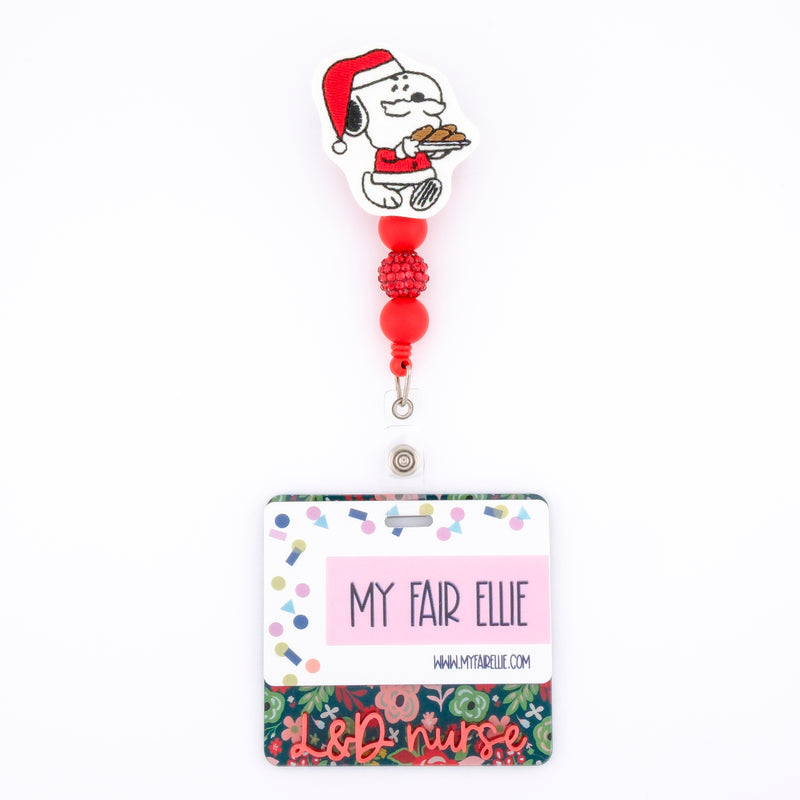 White Dog Santa with Cookies // Christmas