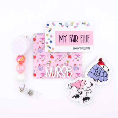 White Dog on Pink Backer with White Karoline Font  // 2-4 Week Turnaround Time