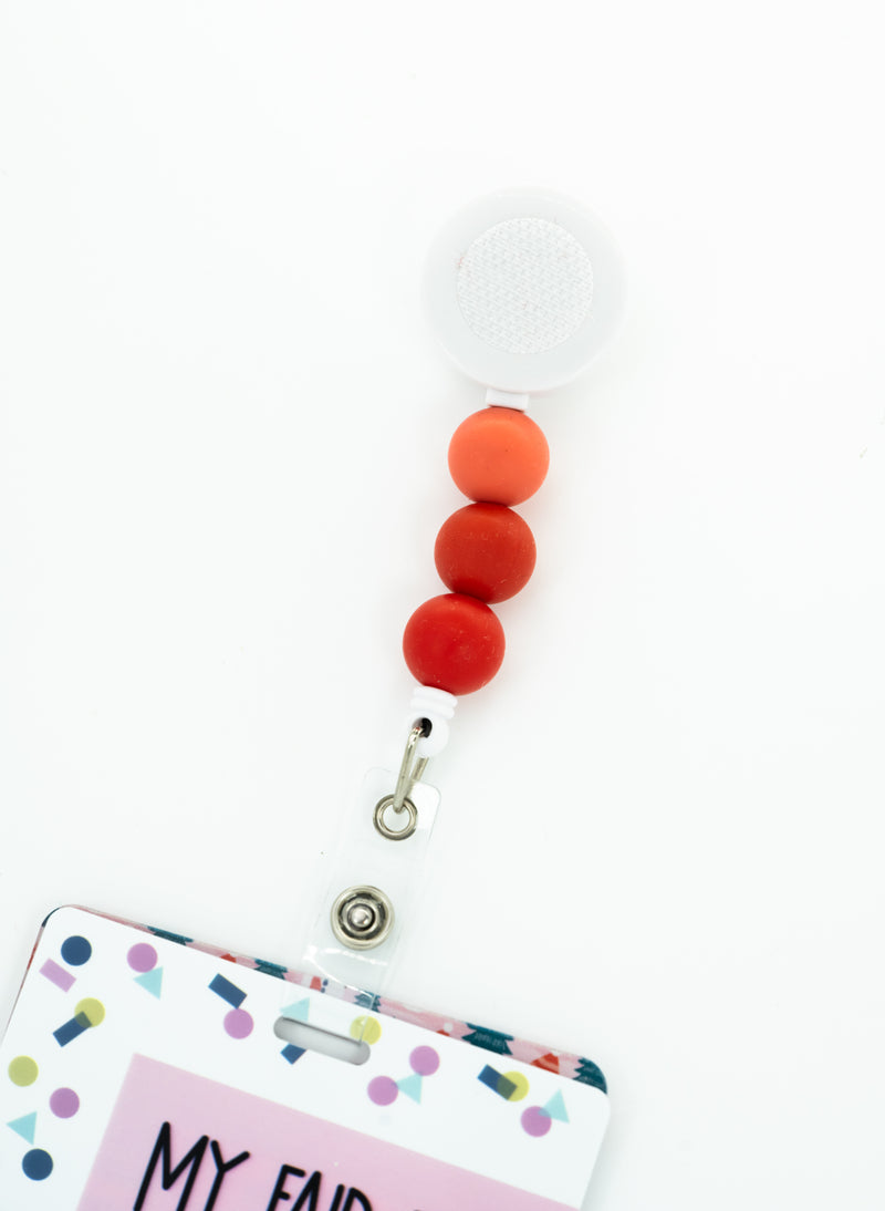 Round Red // Round Red // Round Red Bead Silicone Bead Reel ONLY! // White Badge Reel Base