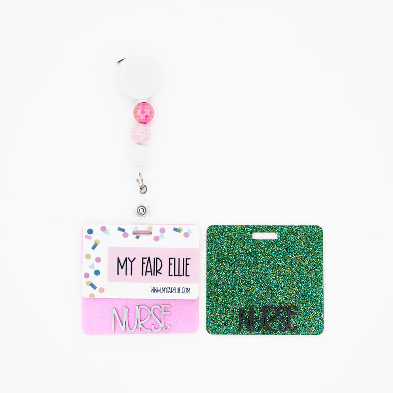 Wicked Inspired Glitter with Charm Text // Badge Backer // 2-4 Week Turnaround Time