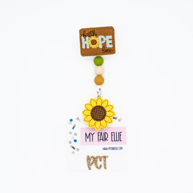 Faith Love Hope // Sunflower // Badge Buddy