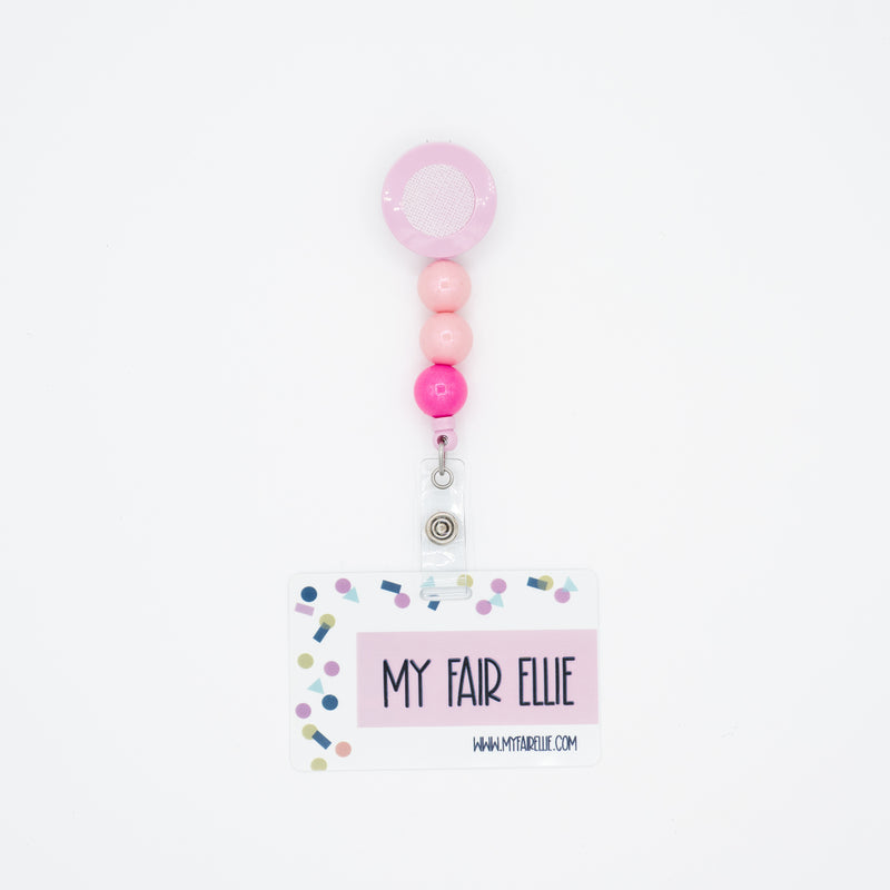 Shimmer Pink Ombre Bead Reel // Pink Badge Reel Base