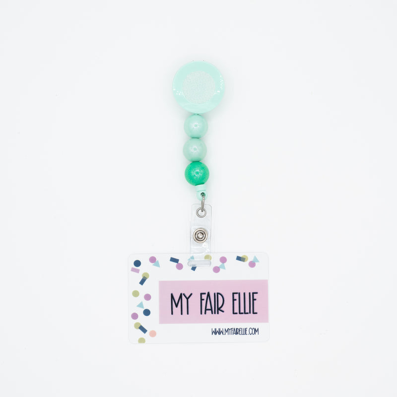 Shimmer Mint Ombre Bead Reel // Mint Badge Reel Base