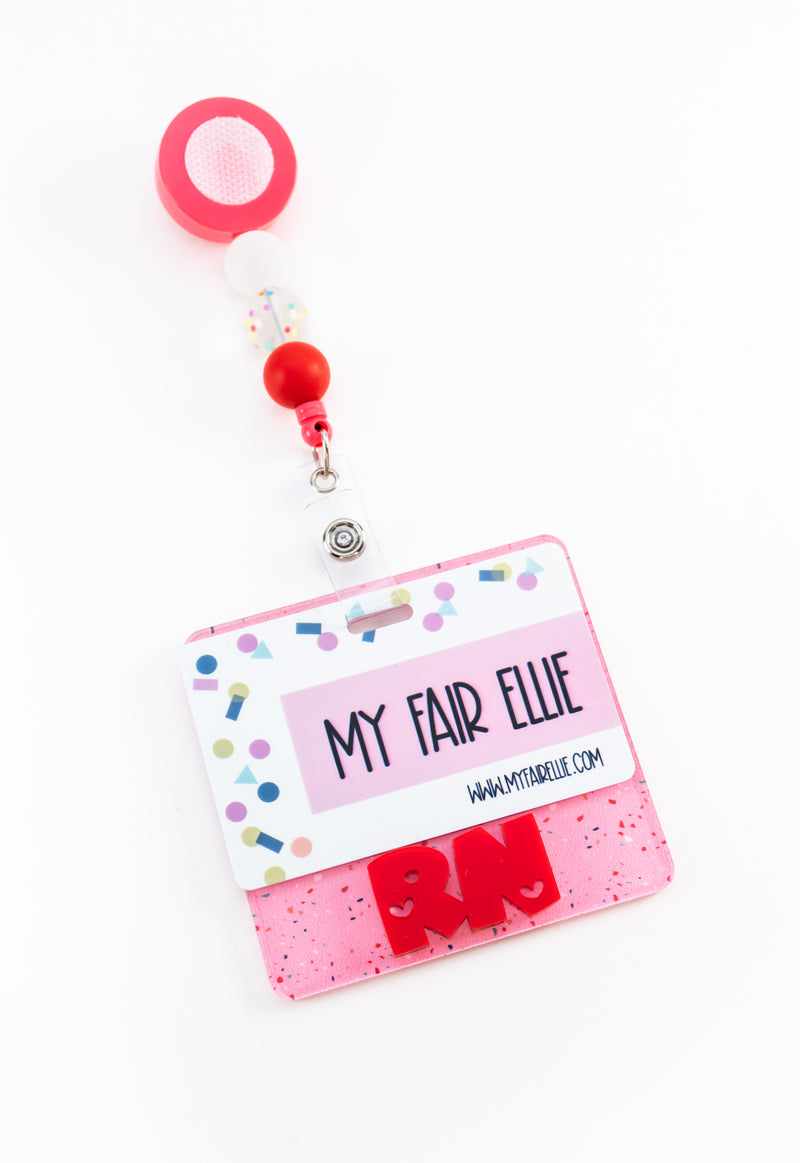 Valentine Terrazzo with Red Lovey Dovey Font // Badge Backer // 2-4 We ...