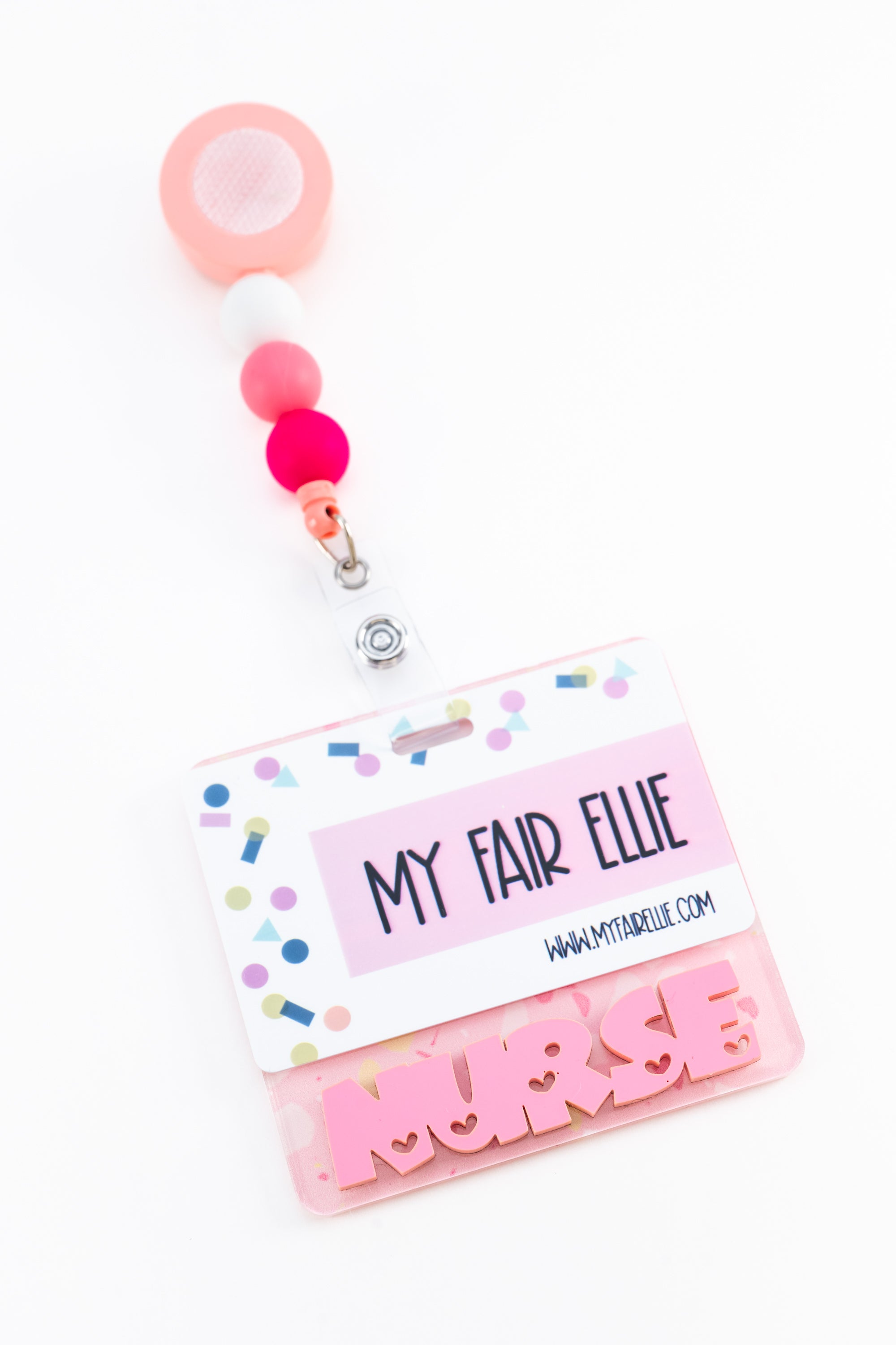 Light Pink Terazzo with Pink Lovey Dovey Font // Badge Backer // 2-4 W ...