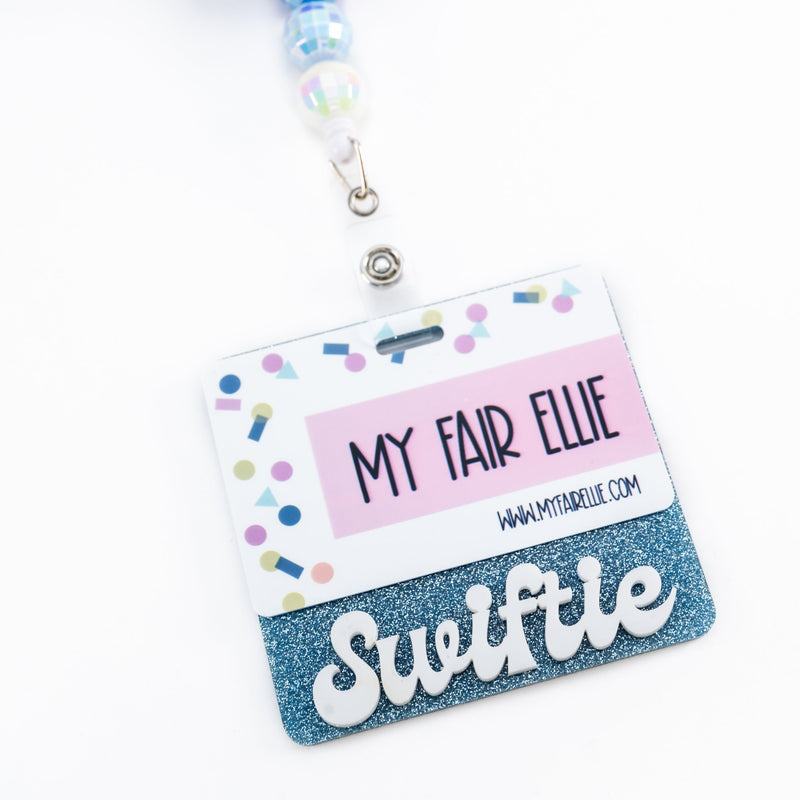 Ice Blue with White Moonlight Font // Badge Backer // 2-4 Week Turnaround Time