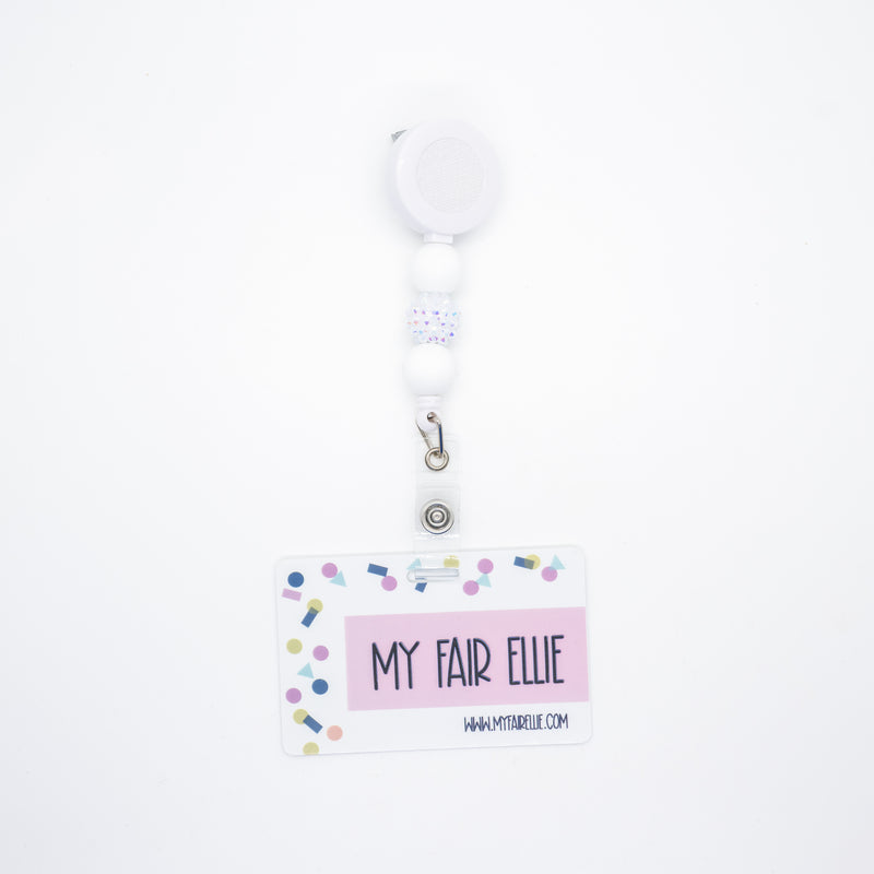 White Glitz Bead Reel // White Badge Reel Base