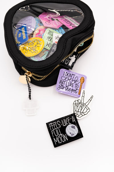 Heart Shaped Badge Buddy Storage Bag // Multiple Colors