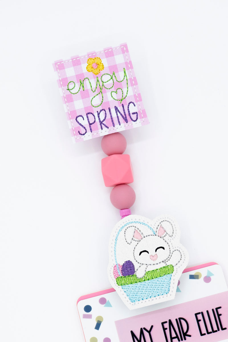 Enjoy Spring // Bunny in Basket // Badge Buddy