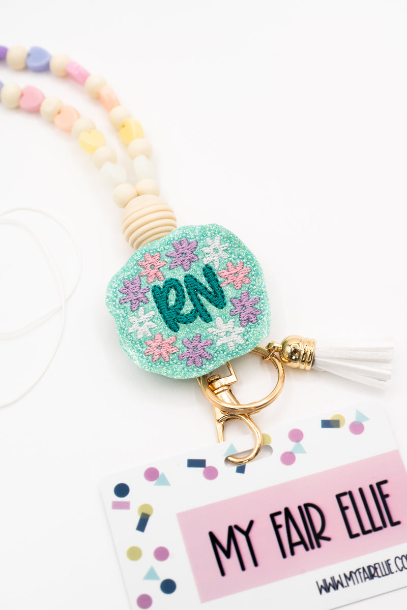 Pastel Bead Lanyard with Wood Heart // Badge Buddy Base