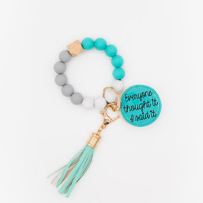 Teal Bead Interchangeable Wristlet Keychain