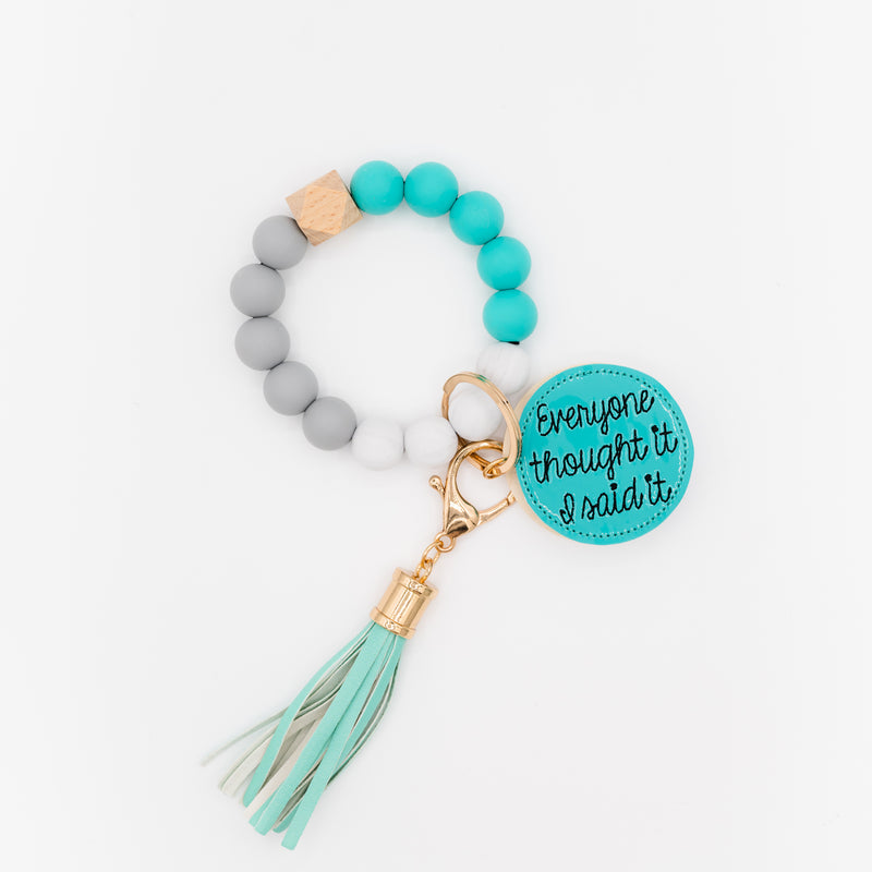 Teal Bead Interchangeable Wristlet Keychain