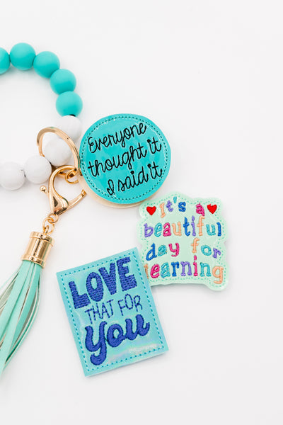 Teal Bead Interchangeable Wristlet Keychain