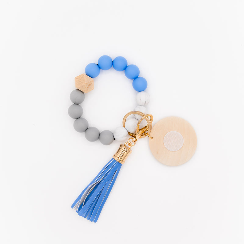 Bright Blue Bead Interchangeable Wristlet Keychain