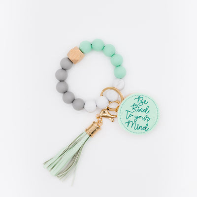 Mint Bead Interchangeable Wristlet Keychain